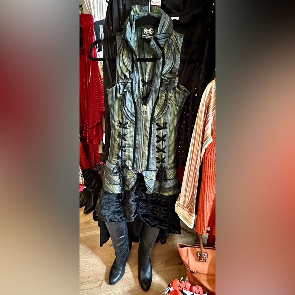 Vintage Sequoia & Gita Corset Top • RARE Handmade Boho Goth Fashion (Size S) EUC